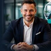 Smiling real estate professional in a dark blazer